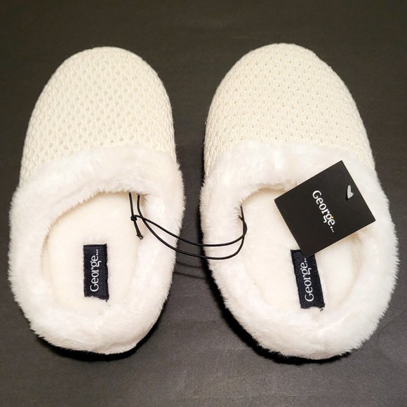 NEW George Ladies Slippers, Off-White, 9/10, L - Picture 6 of 11